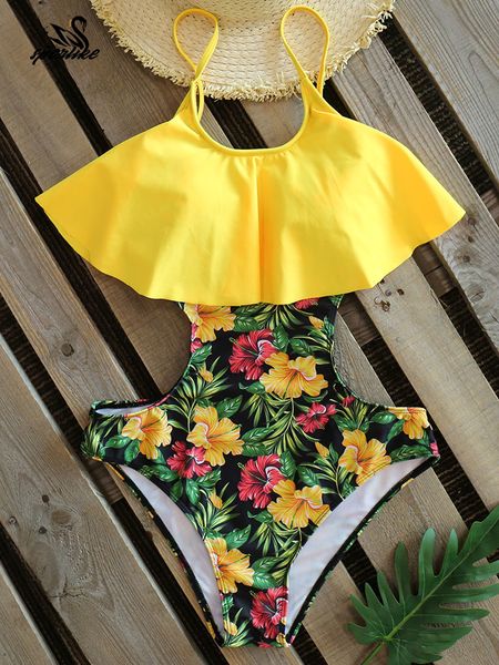 

off the shoulder swimsuit women 2020 new ruffle one piece swimwear backless bathers suit monokini female, White;black