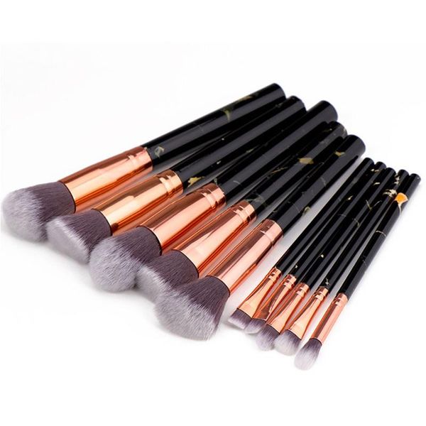 

10pcs/set face foundation makeup brush daily use eyeshadow soft plastic handle lip marble texture easy clean powder blending