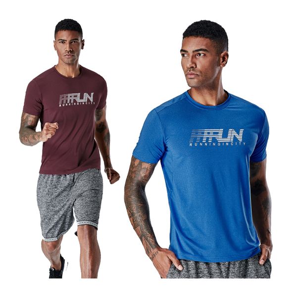

men print running tee gym compression jogger football clothes bodybuilding training 2020 short sleeve quick-drying t-shirt, Black;blue