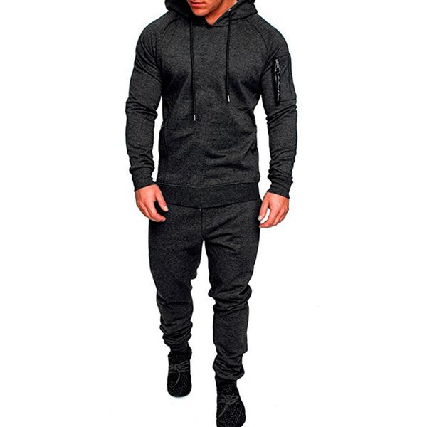 

new sets long sleeve camouflage hoodies+pants men autumn winter hooded tracksuits legging male sweatshirt casual sportswear suit, Gray
