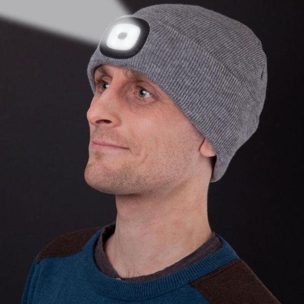 

2018 lighted beanie led cap winter warm outdoor fishing running knitted beanie hat led flash camping climbing cap#1016