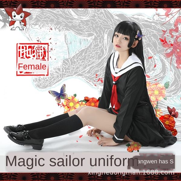 

hell girl cos dress japanese student anime costumes costumes & cosplay sailor uniform wig shoes skirt school uniform, Black