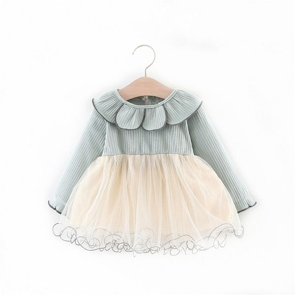 

korean explosion baby dresses girls autumn spring long sleeved knit princess dress petal collar dress girls baby clothing, Red;yellow