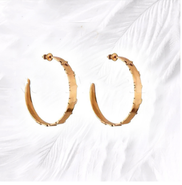 

fashion hoop earring jewelry gold star letter circle earrings gold color circle round earrings for women girls birthday gift, Golden;silver
