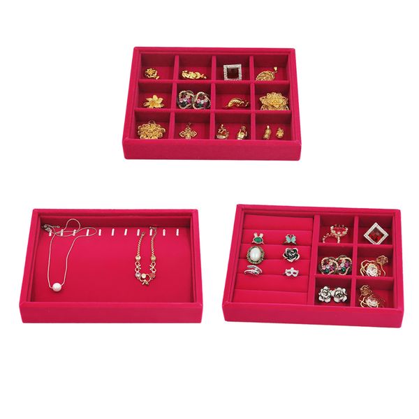 

3x stackable jewelry display tray organizer showcase necklace display, Black;white