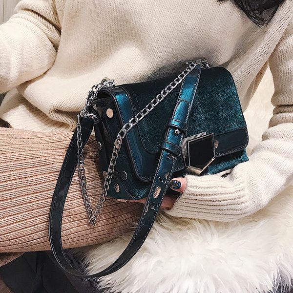 

2018 retro fashion new women handbags women's designer handbag high-quality velvet women bag chain shoulder bag phone square