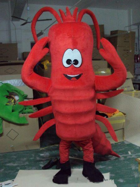 

2019 red marine shrimp mascot lobster costume fancy birthday party dress halloween carnivals costumes, Red;yellow
