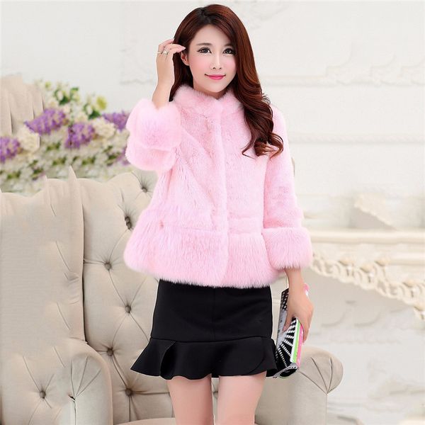 

faux fur coat women black pink gray red xs-3xl plus size short slim 2019 autumn winter korean fashion thick warmth jacket ld1086