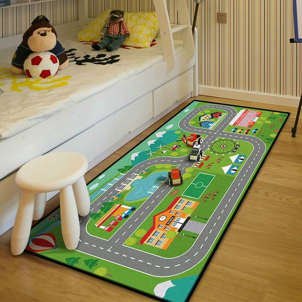 

baby kids bedroom bedside non-slip floor mat soft crawling area rugs car track tapete learning toy carpets kids play tent mats