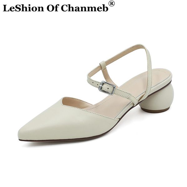 

elegant strange round ball heels sandals women real cow leather shoes woman buckle strap closed toe sandals spring summer shoes, Black