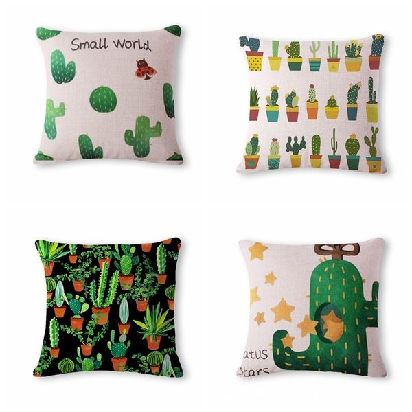 

cactus pattern cotton flax pillow back cushion