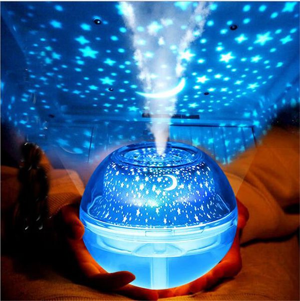 Nova projeção de cristal lâmpada umidificador LED Night Light coloridos projetor Cor Household Mini Umidificadores Aromaterapia Máquina