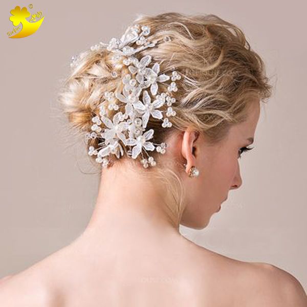 

xinyun white lace flower headband headdress korean bride wedding hair accessories handmade pearl glass bead head hair accessorie