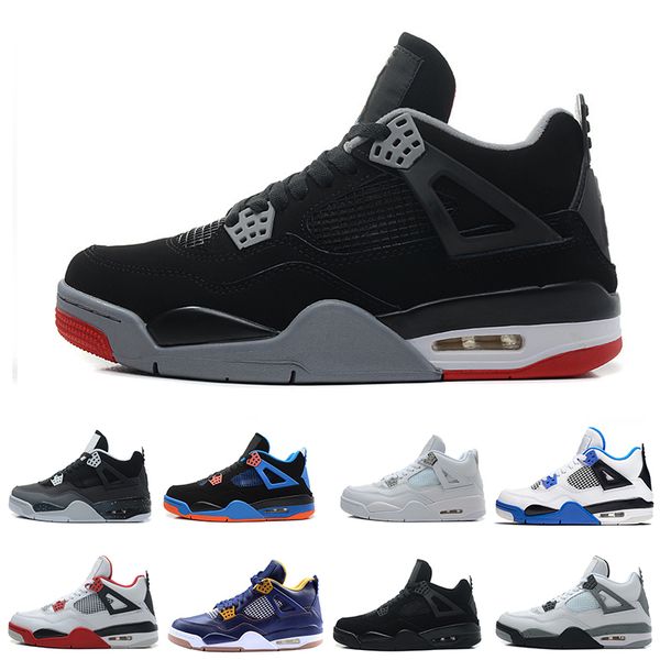 

real quality bred black cat 4 sports basketball shoes royalty white cement black cat pure money men sports sneakers us 8-13