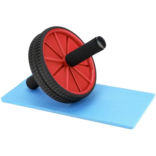 

abs roller wheel for core exercise with dual wheels and comfy foam handles, great for abdominal workout with knee pad