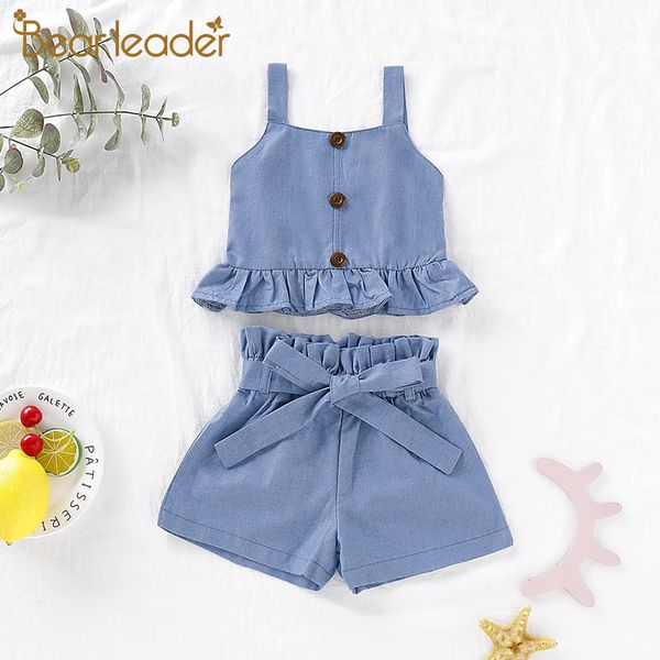 

bear leader girl clothing sets 2020 new summer kids girl sleeveless vest and pants casual outfits girl cool baby suit clothing t200707, White