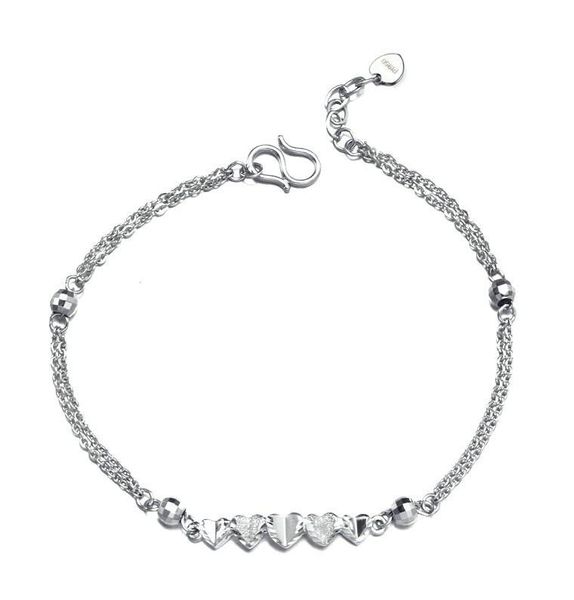 

platinum bracelet female models pt950 platinum gold bracelet heart with heart cross white gold chain, Golden;silver