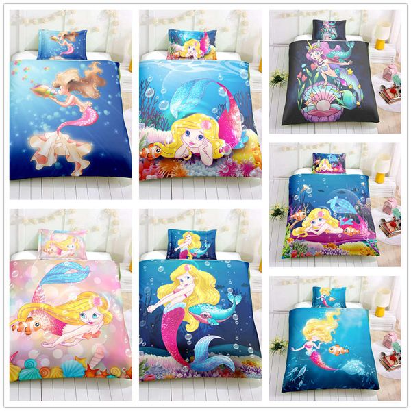 High Quality Bedding Set 2 With Pillowcase Cartoon Mermaids For