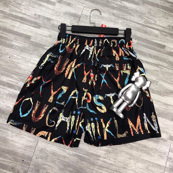 

19ss box logo alphabet water short dirty language printing elastic waist shorts summer shorts street skateboard hip hop shorts, White;black