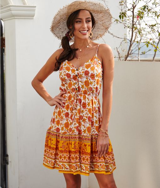 

2020 summer womens holiday dresses with printed new fashion women beach sleeveless dresses deep v-neck dress 6 colors size s-2xl, Black;gray