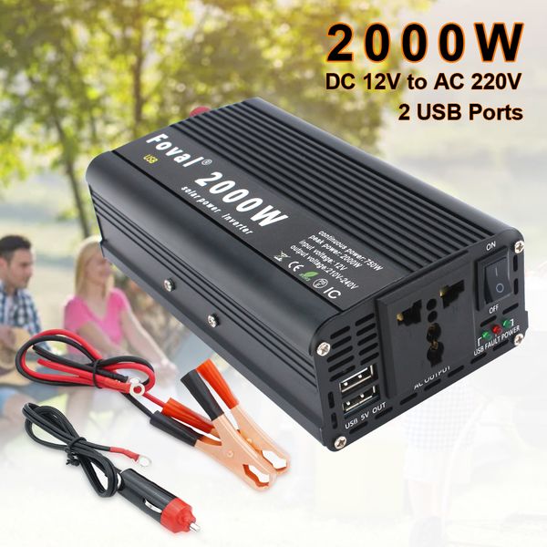 

onever 2000w car inverter ac 12v to 220v car voltage power converter with circuit protection for dvd players vacuum cleaner