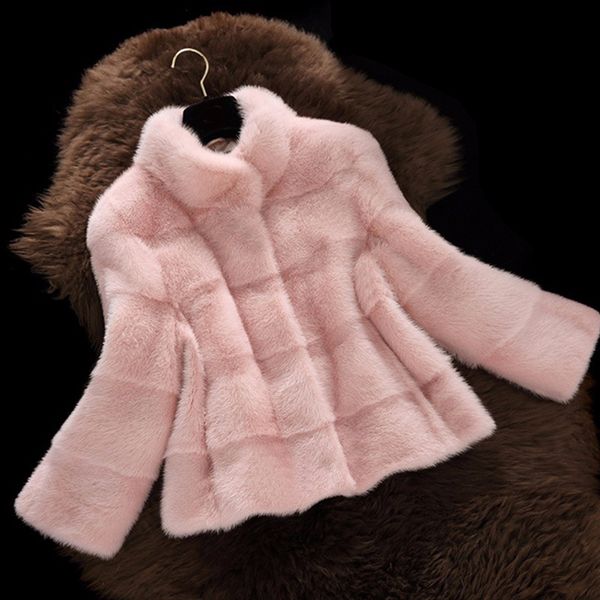 

naiveroo winter short hair faux fur coat 2018 new arrival women long sleeve solid color blue white pink plus 2x lady outerwear, Black