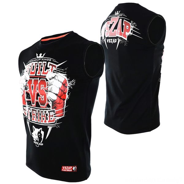 

vszap jerseys mma t-shirt gym tee boxing wear athletic & outdoor apparel shirt boxing fitness sport muay thai cotton breathable men t shirt, Black;red