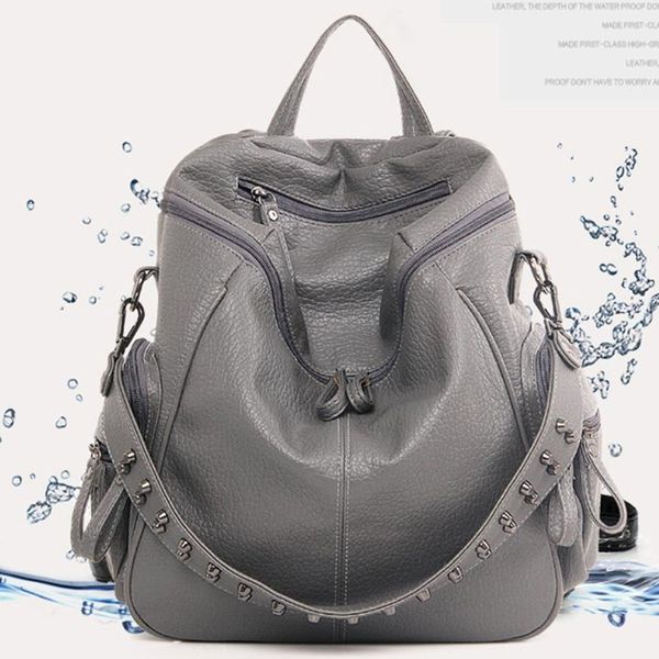 

2020 small fresh large capacity simple rivet tide shoulder bag women's soft leather shoulder bag