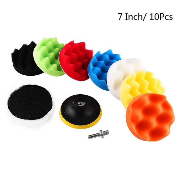 

10pcs drill adaptor accessories power tools 7 inch car auto sponge polishing pad set easy to replace buffing waxing clean