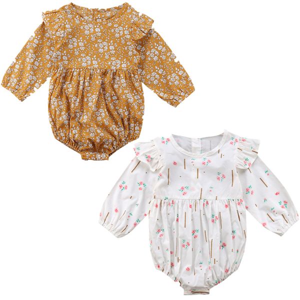 

newborn infant autumn baby floral girl romper long sleeve floral jumpsuit clothes outfits 0-3t, Blue