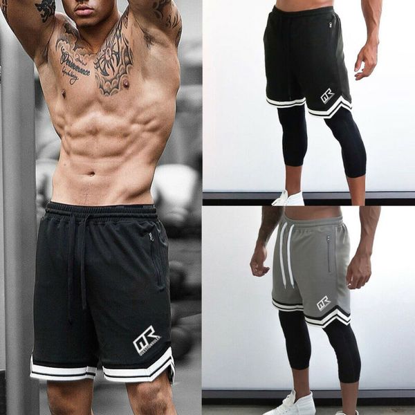 

men athletic running shorts with pockets basketball training gym trunks cool dry, Black;blue