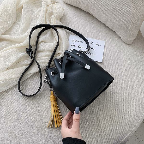 

mini crossbody handbags cute pu leather bucket bag organizer small tassel womens shoulder messenger bags bolsa feminina
