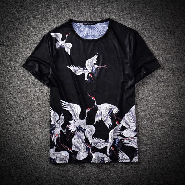 

mens designer wind male youth 3 d трехмерная печать футболка кран жаккардовая ткань дышащая повседневная пара с коротким рукавом одежда, White;black