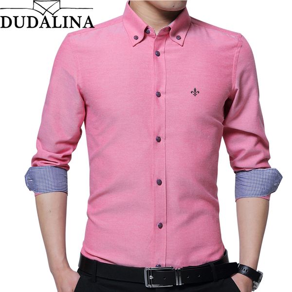 

dudalina 2019 new fashion oxford shirt men long sleeve shirt men clothes slim fit casual social imported china, White;black