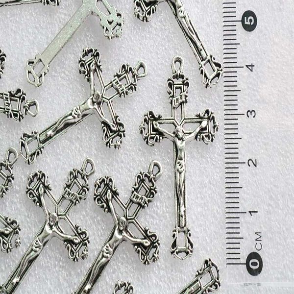

60 pieces / christian cross hole pendant necklace with hole link pendant center jewelry diy jewelry accessories, Bronze;silver
