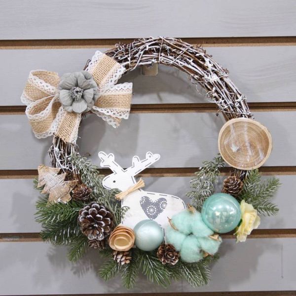 

2019 multi-styles christmas wreath simulation pine flower vine circle christmas day banquet home decorations for door wall