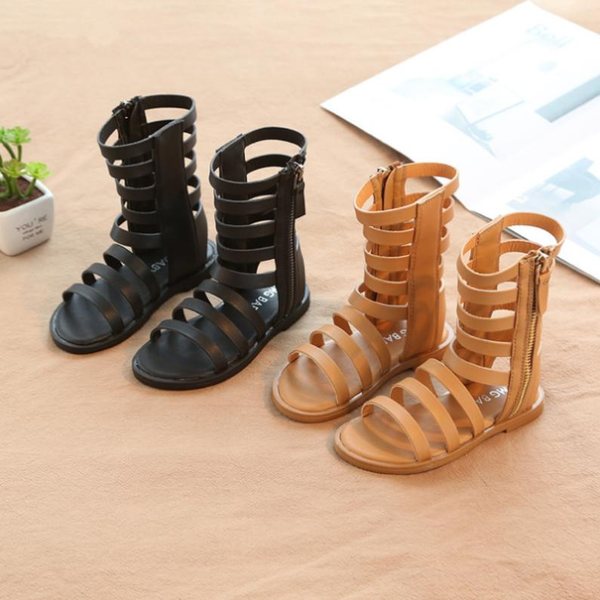 

summer girls shoes children sandals child high casual walking roman shoes soft sandals kids outwear girls flat heels, Black;red