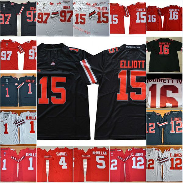 

ezekiel elliott ohio state buckeyes football jersey jt barrett curtis samuel braxton miller cardale jones raekwon mcmillan joey bosa ohio, Black
