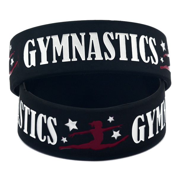 

new arrivals gymnastics silicone bracelets for women men letter sports wristband bangle 2019 fashion jewelry gift in bulk, Golden;silver