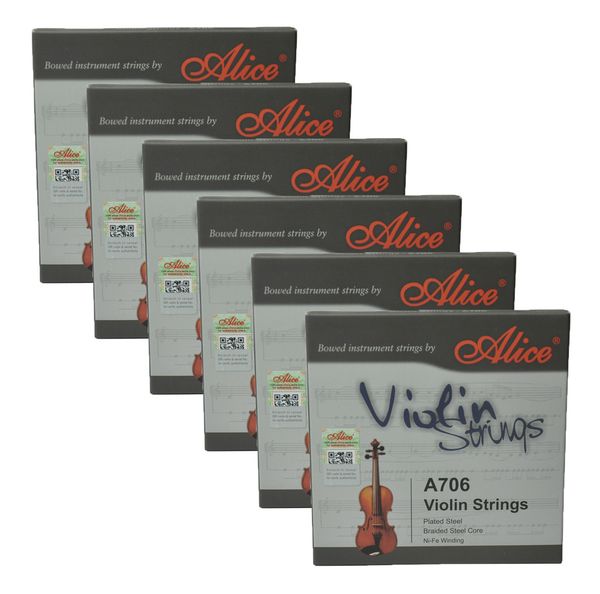 

6 sets alice violin strings braided steel core ni-fe winding 4/4 a706