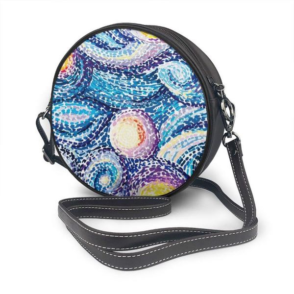 

night sky stars dots and points bag round shoulder bag small women fashion summer messenger crossbody bags