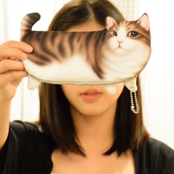 

1pc novelty simulation cartoon cat pencil case zipper school stationery estuches kutusu supplies kalem colegio para el t6e4