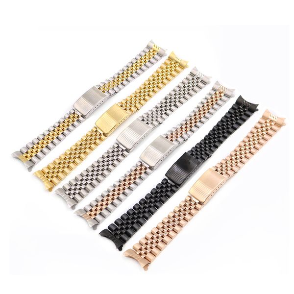 

19 20mm wholesale hollow curved end solid screw links replacement watch band strap old style jubilee datejust, Bronze;slivery