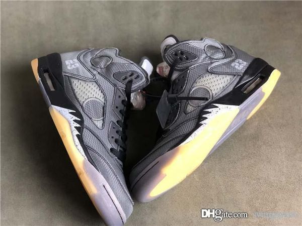 

est jumpman off air 5 white retro men basketball shoes black muslin textile mesh upper 3m reflective 5s sports sneakers ct8480-001
