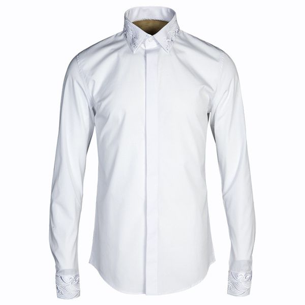 

original chinese style white shirt men fashion trend brand men's clothing shirt long sleeve cotton shirts male business chemise, White;black