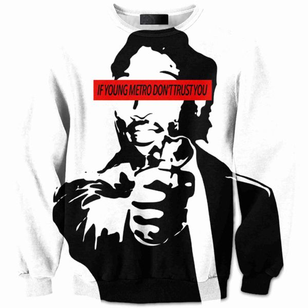 

foreign trade men's 3d gun printed vests long sleeve turtleneck men's vests sweatshirts printing blouse hoodies, Black