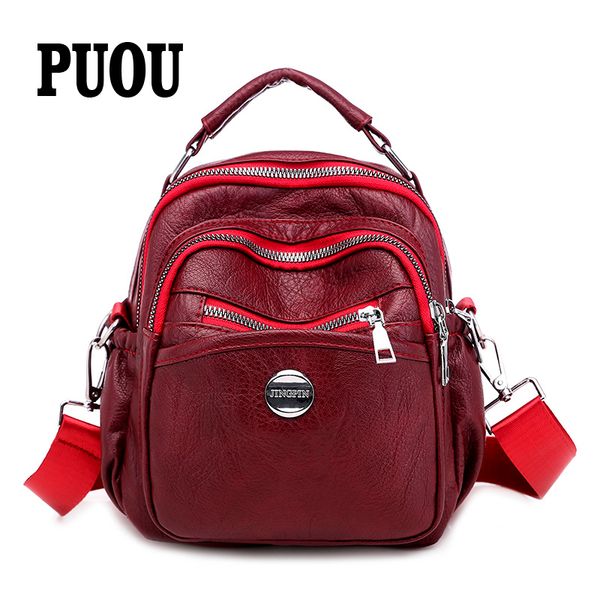 

4-in-1 soft leather women backpack anti-theft book school bags for girls casual shoulder bag ladies daily travel bagpack mochil
