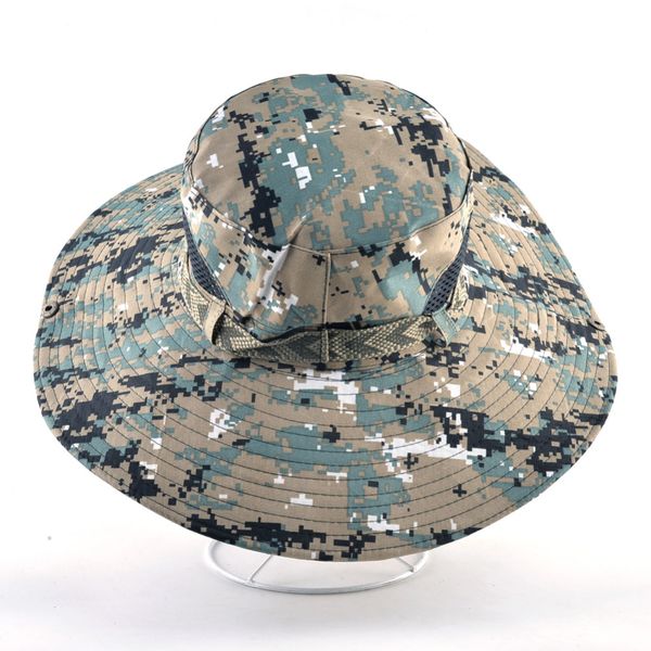 

wide brim sun hat for men outdoor camouflage fishing hiking cap men's bob uv protection bucket hats beach casual visor gorras, Blue;gray