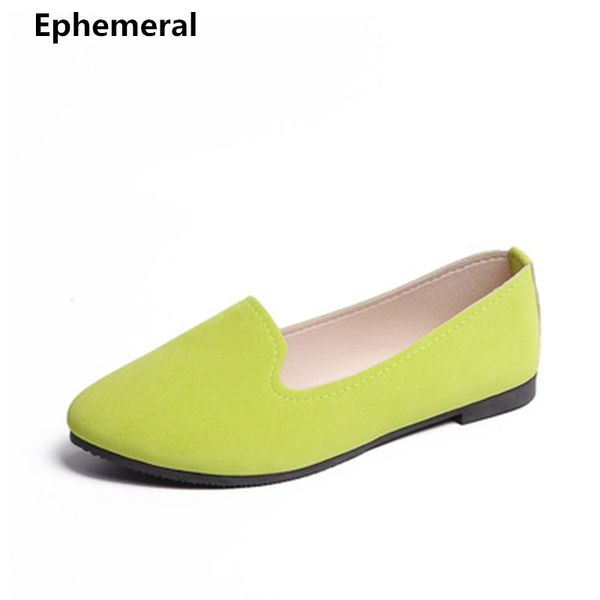 

ladies pointy toe flats loafers candy color shoes flock leather woman comfortable slip-on big size 43 42 47 34 purple blue green, Black