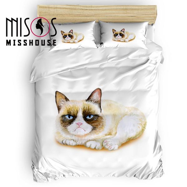 

misshouse cartoon animal cat duvet cover set bed sheets comforter cover pillowcases 4pcs bedding sets